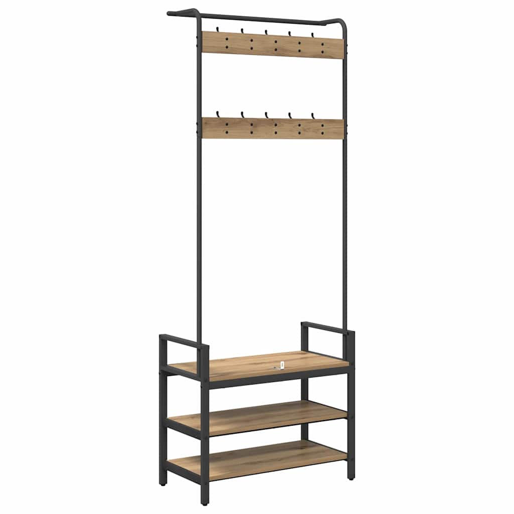 Appendiabiti rovere artigianale 75 x 34 x 184 cm - immagine 7