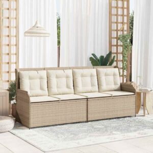 Panchina da giardino con cuscino Marrone Poly Rattan