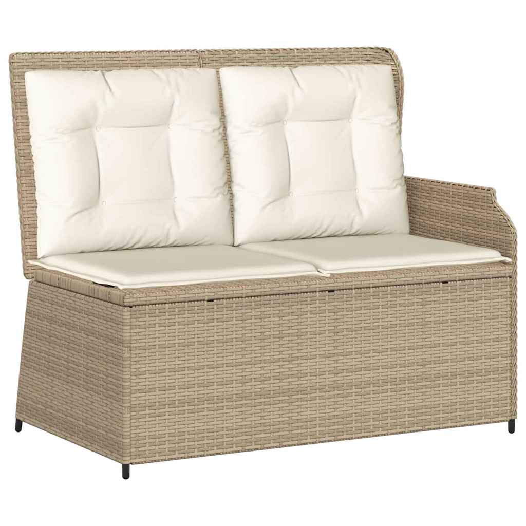 Panchina da giardino con cuscino Marrone Poly Rattan - immagine 2