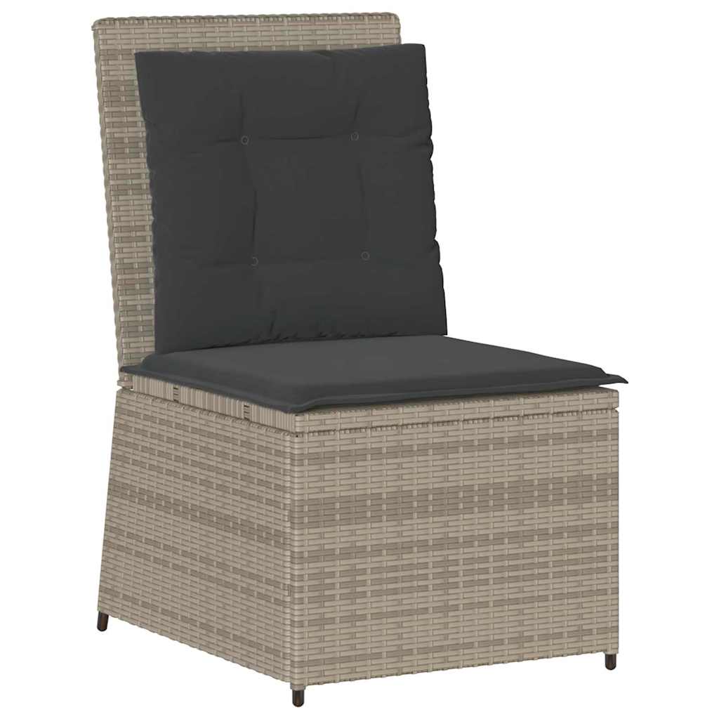 Divano da giardino con cuscino Grigio chiaro Poly Rattan - immagine 2