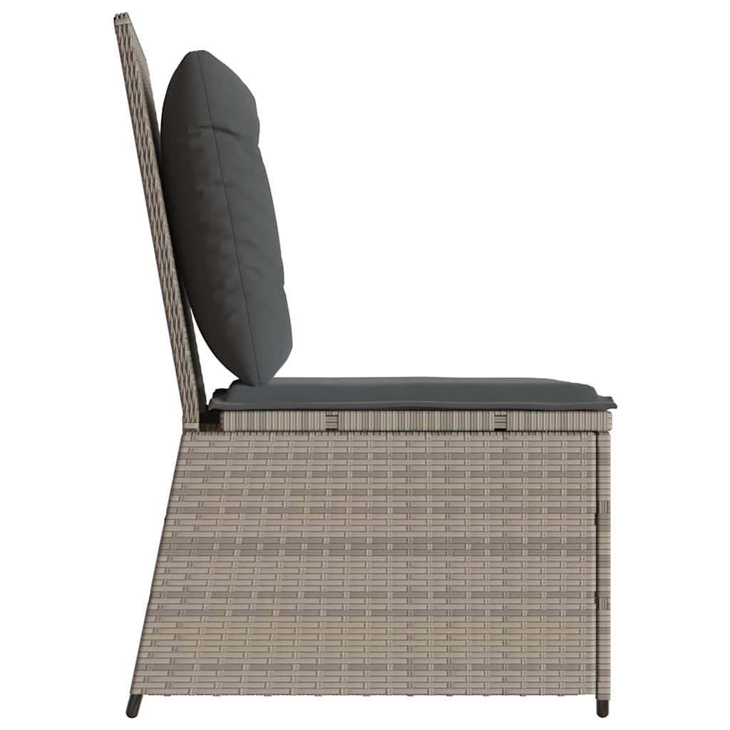 Divano da giardino con cuscino Grigio chiaro Poly Rattan - immagine 4