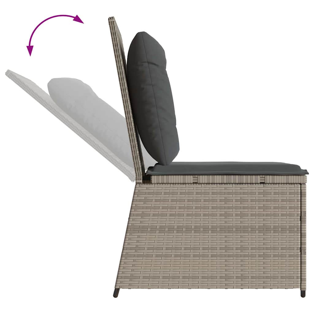 Divano da giardino con cuscino Grigio chiaro Poly Rattan - immagine 7