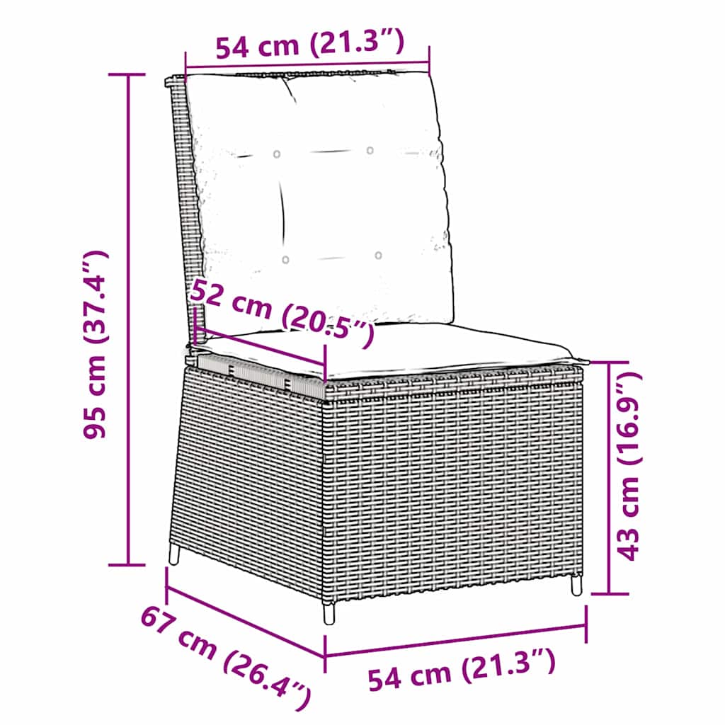 Divano da giardino con cuscino Grigio chiaro Poly Rattan - immagine 8