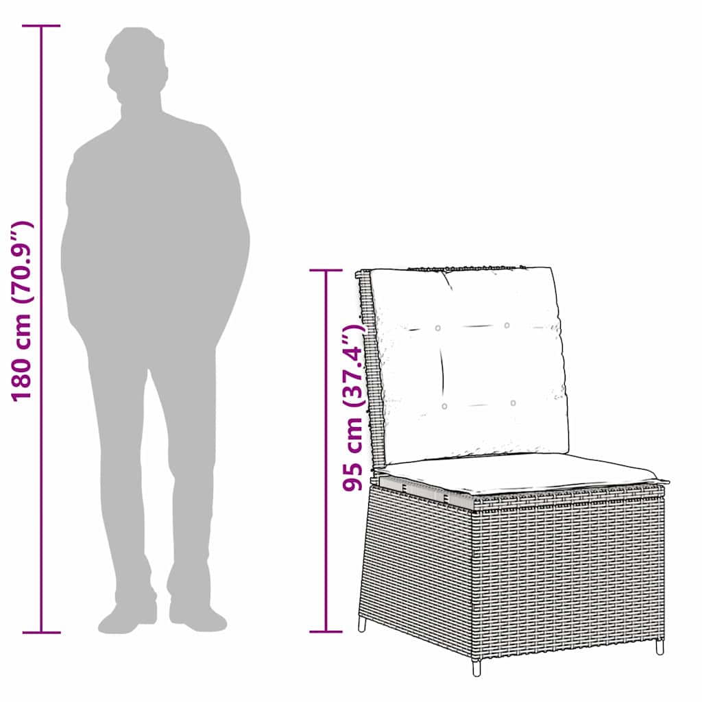 Divano da giardino con cuscino Grigio chiaro Poly Rattan - immagine 9