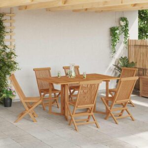 Set da Pranzo per Giardino 7 pcs Marrone 140 x 80 x 75 cm