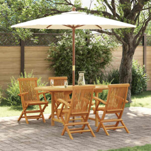 Set da Pranzo per Giardino 7 pcs Marrone Legno di teak solido