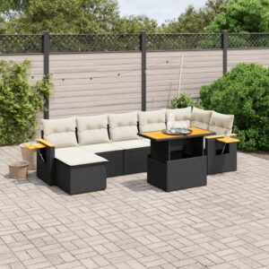 Set Divani da Giardino con Cuscini 8 pz Nero in Polyrattan