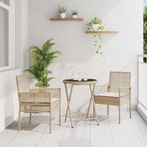 Set Bistro da Giardino 3 pcs Grigio polyrattan