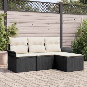 Set Divano da Giardino 4 pcs Beige 55 x 55 x 37cm polyrattan