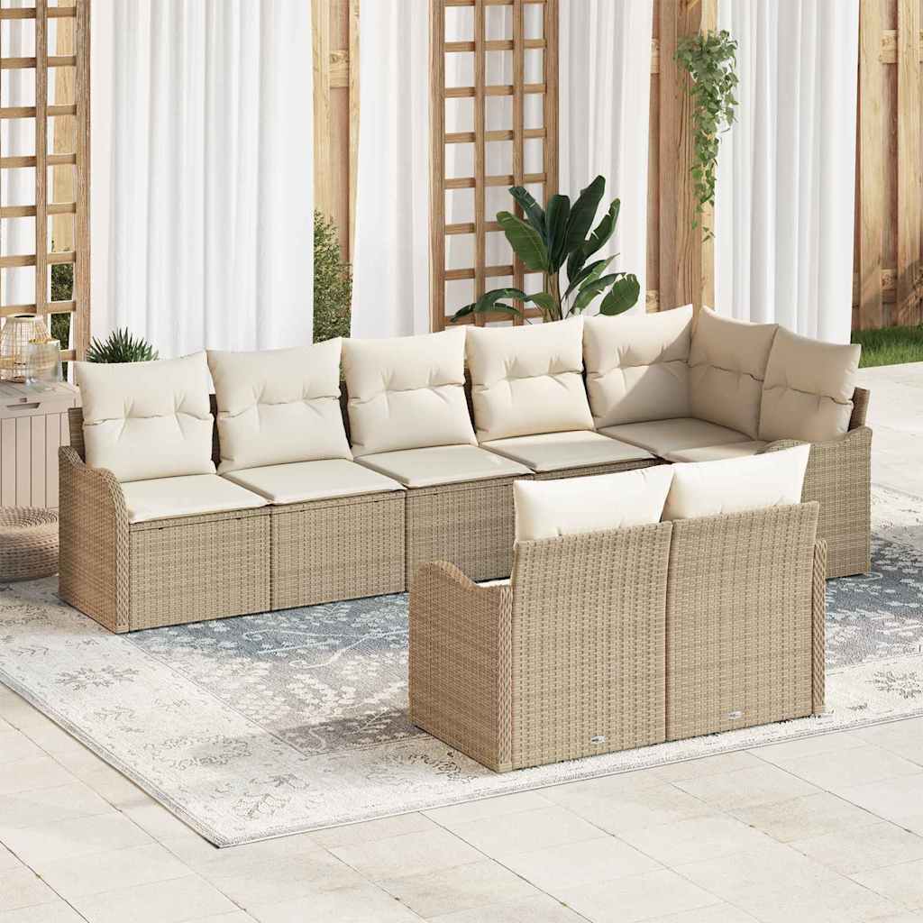 Set Divano da Giardino Grigio chiaro polyrattan