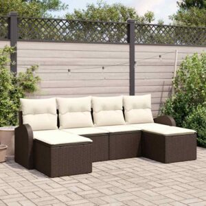 Set Divano da Giardino 6 pcs Nero Rattan in Polipropilene