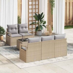 Set di divani 6 pcs Marrone e Crema polyrattan