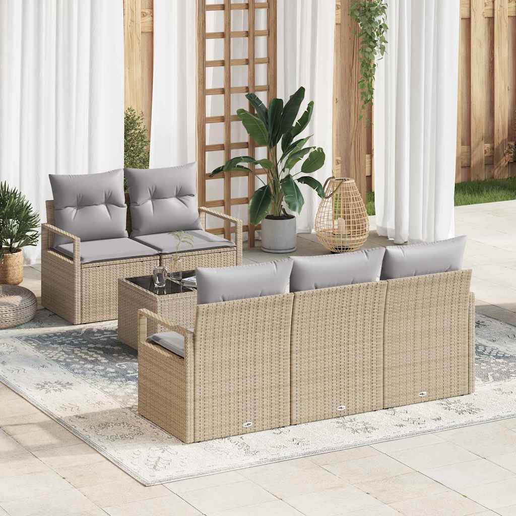 Set di divani 6 pcs Marrone e Crema polyrattan