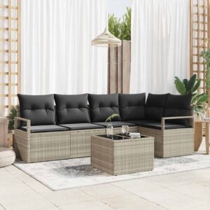 Set Divano da Giardino 5 pcs Beige Poly Rattan