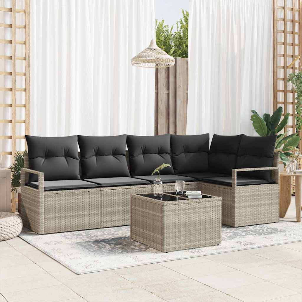 Set Divano da Giardino 5 pcs Beige Poly Rattan