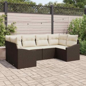 Set Divano da Giardino 6 pcs Beige Poly Rattan