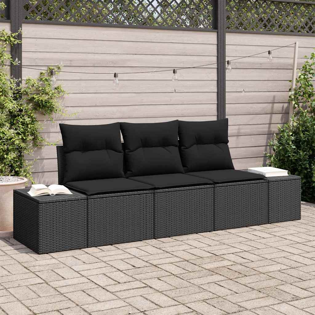 Set di divani con cuscino 3 pcs Marrone polyrattan