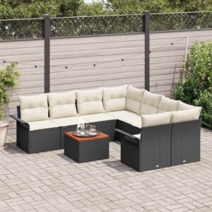 Set Divano da Giardino 9 pcs Beige Poly Rattan