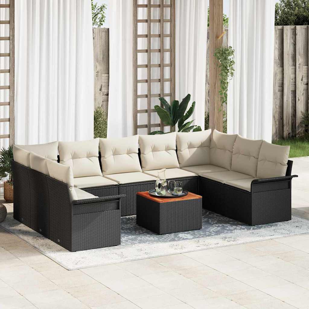 Set Divano da Giardino 10 pcs Grigio Poly Rattan
