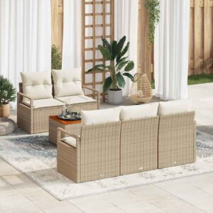 Set Divano da Giardino con cuscino 6 pcs Grigio Poly Rattan