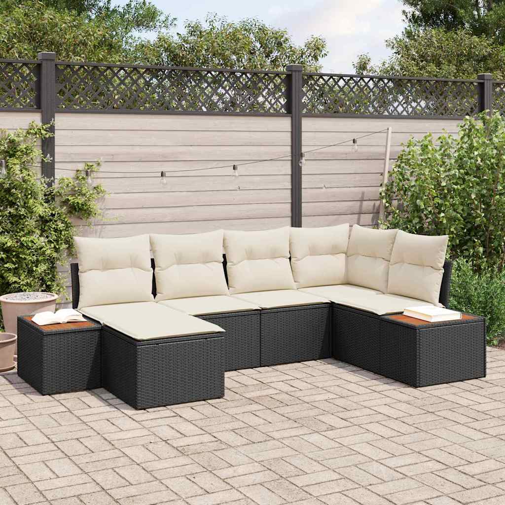 Set Divano da Giardino con cuscino 7 pcs Beige polyrattan