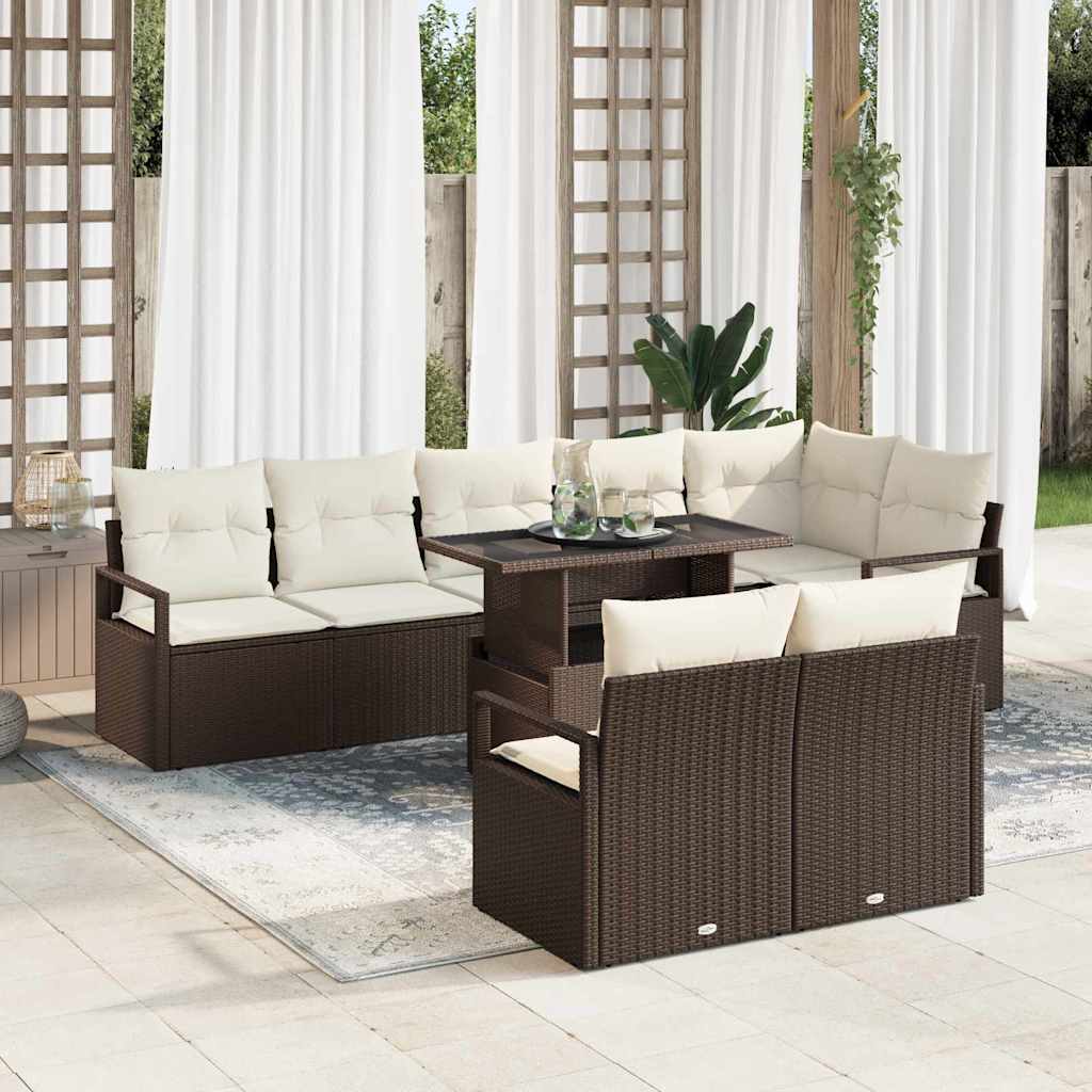 Set Divano da Giardino con cuscino 9 pcs Grigio polyrattan