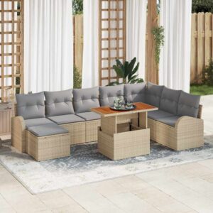 Set Divano da Giardino con cuscino 9 pcs Grigio