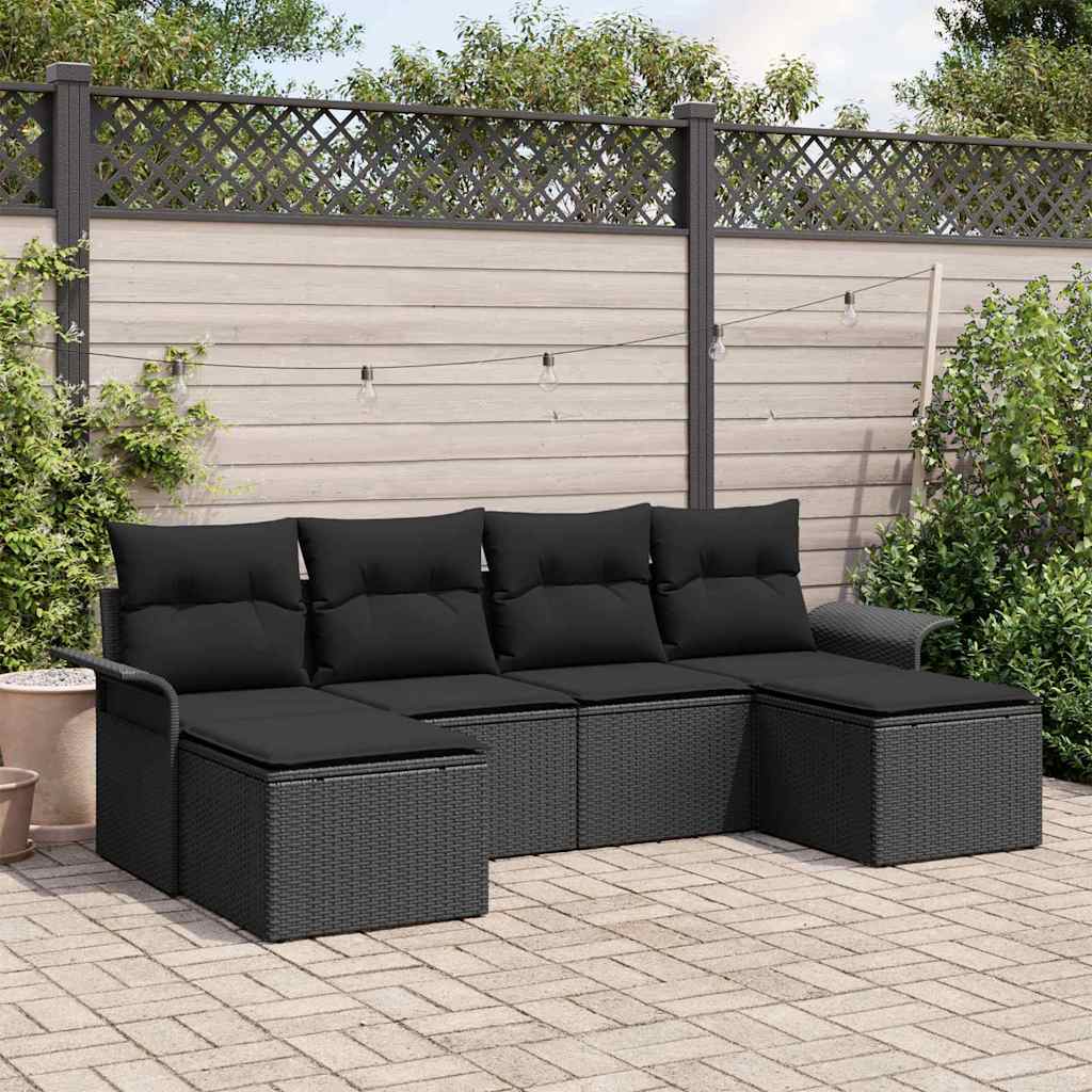Set Divano da Giardino 6 pcs Grigio polyrattan
