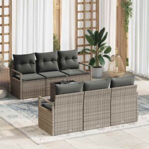 Set Divano da Giardino con cuscino 7 pcs Grigio 55 x 55 x 37 cm