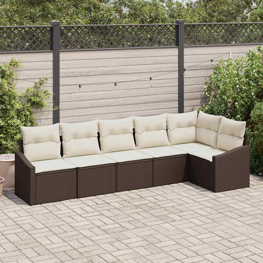 Set Divano da Giardino 6 pcs Beige e Grigio Chiaro polyrattan