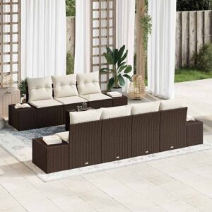 Set Divano da Giardino 8 pcs Beige e Crema 55 x 55 x 37 cm
