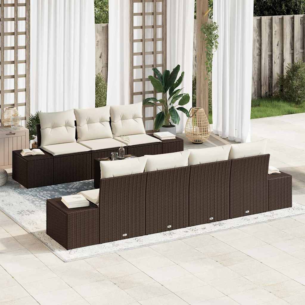 Set Divano da Giardino 8 pcs Beige e Crema 55 x 55 x 37 cm