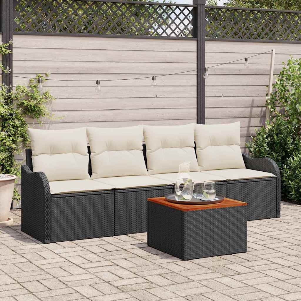 Set Divano da Giardino con cuscino 5 pcs Beige e Grigio Chiaro