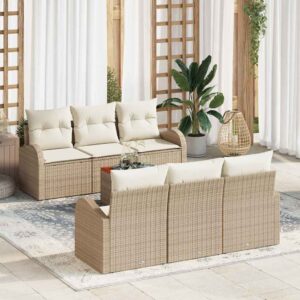 Set Divano da Giardino 7 pcs beige e grigio chiaro
