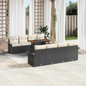 Set Divano da Giardino 9 pcs Grigio Poly Rattan