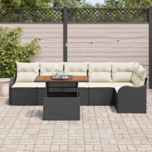 Set Divano da Giardino 7 pcs Grigio Poly Rattan
