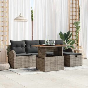 Set Divano da Giardino 6 pcs Grigio polyrattan