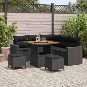 Set Divano da Giardino 8 pcs Grigio polyrattan