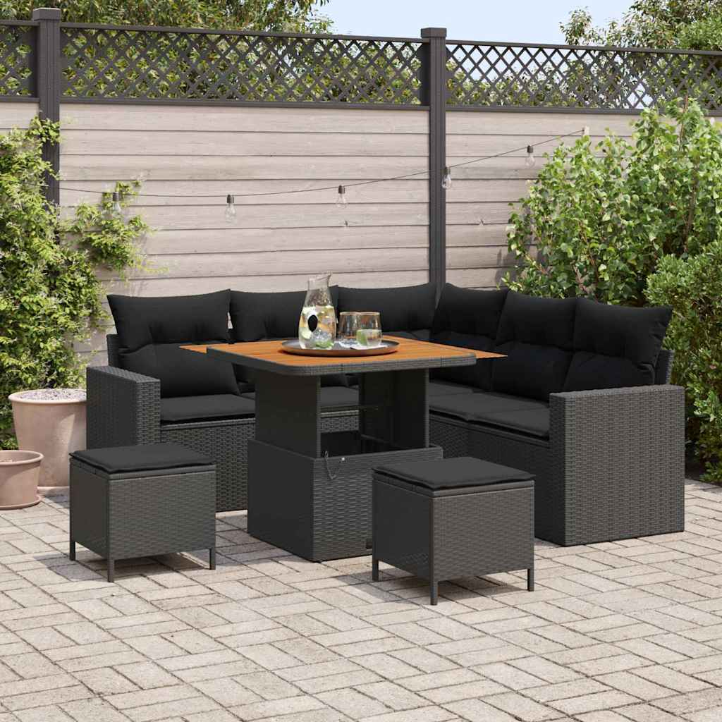 Set Divano da Giardino 8 pcs Grigio polyrattan