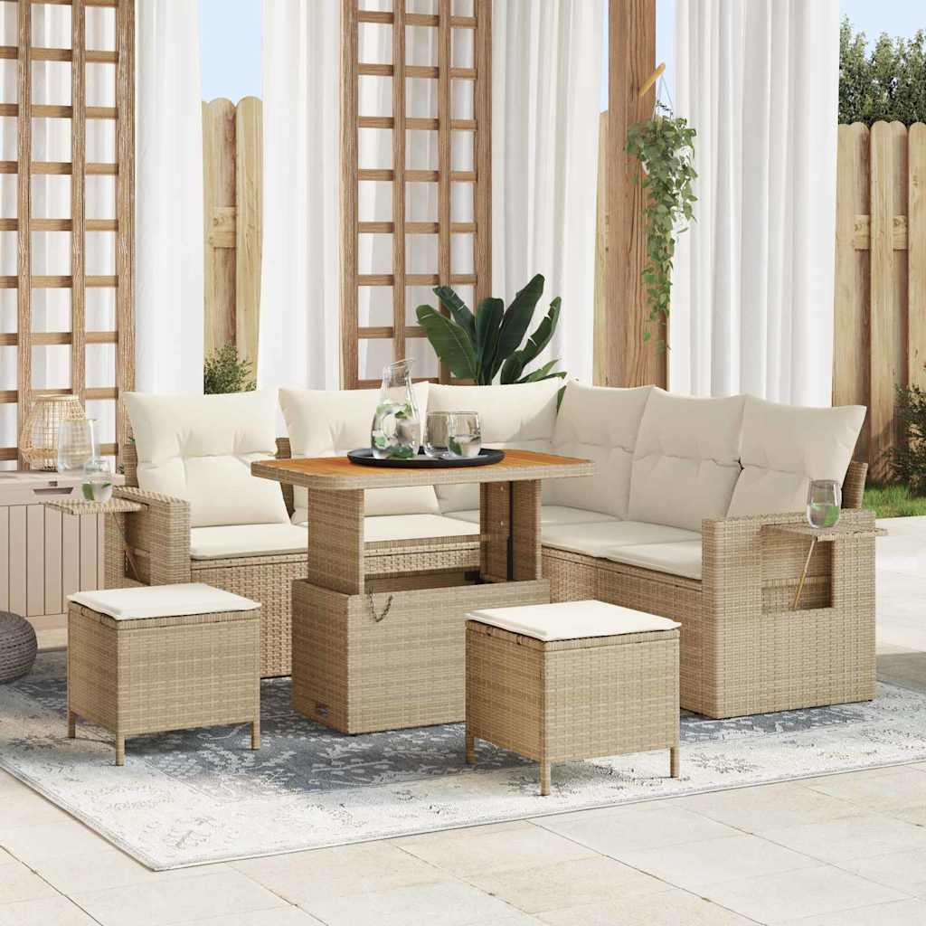 Set Divano da Giardino 8 pcs Nero polyrattan