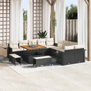 Set Divano da Giardino 13 pcs Beige polyrattan
