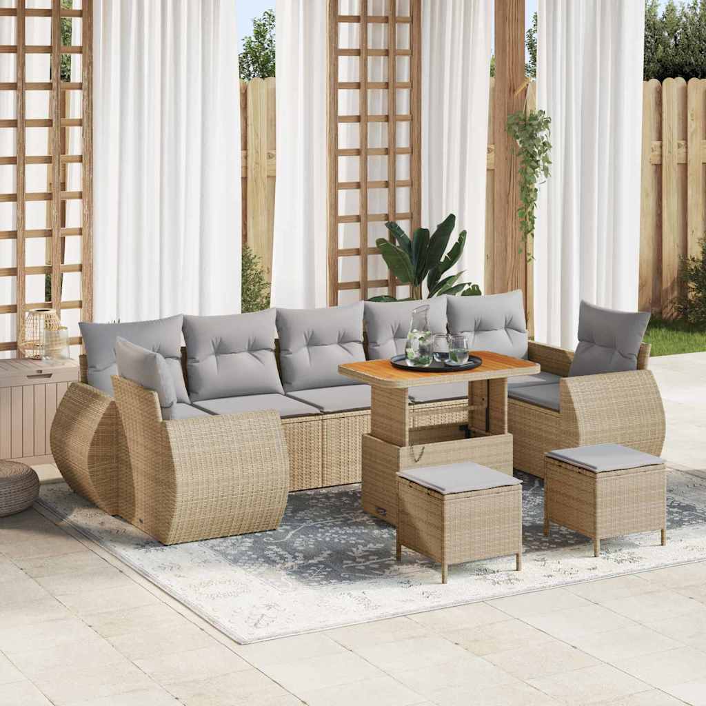 Set Divano da Giardino con cuscino 10 pcs Grigio polyrattan