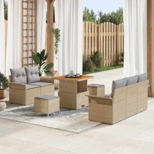 Set Divano da Giardino 8 pcs Beige polyrattan