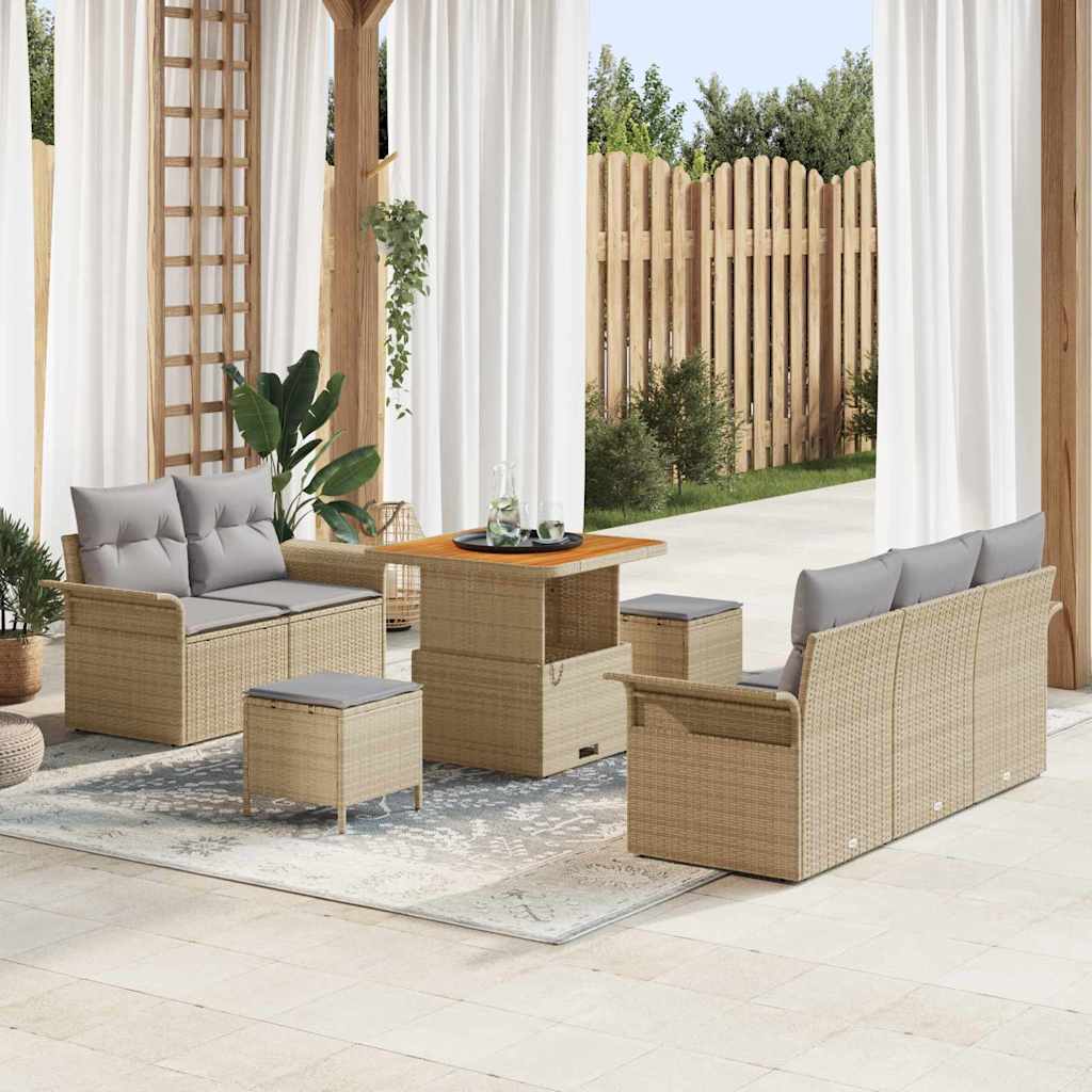Set Divano da Giardino 8 pcs Nero polyrattan