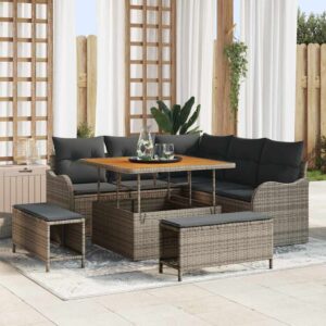 Set Divano da Giardino 8 pcs Nero polyrattan