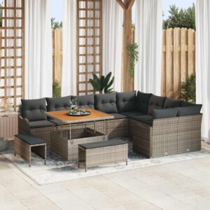 Set Divano da Giardino 12 pcs Beige polyrattan