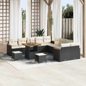 Set Divano da Giardino con cuscino 13 pcs Grigio Poly Rattan