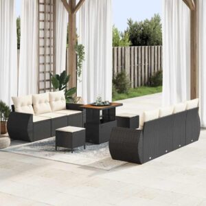 Set Divano da Giardino con cuscino 10 pcs Grigio polyrattan