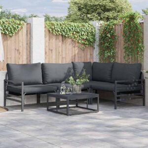 Set Divano da Giardino con cuscino 4 pcs Antracite Acciaio