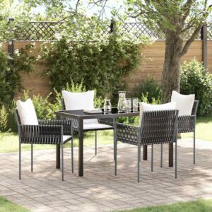 Set da Pranzo per Giardino 7 pcs Marrone Poly Rattan